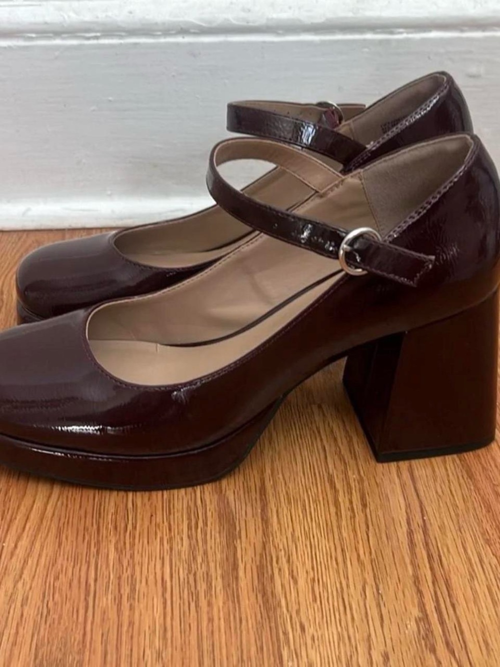 Steve Madden Whimsigoth Tiffane Patent Mary Jane Block Heel in Wine Sz 9
